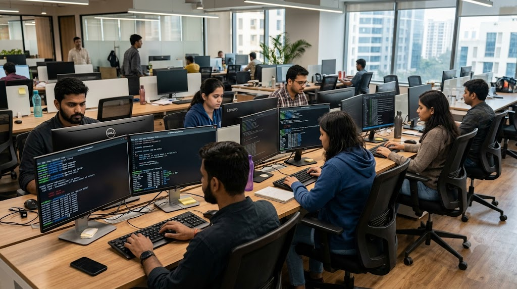 Engineers working in an office